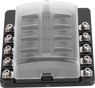 Image de 24pcs Blade Fuse 1 In 10 Out with LED Indicator Portable Fuse Holder Box Block for Car Truck Boat