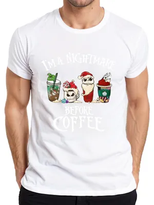 Immagine prodotto di Maglietta da uomo "I'm a Nightmare Before Coffee Christmas Skeleton Santa Gift", bianco, M
