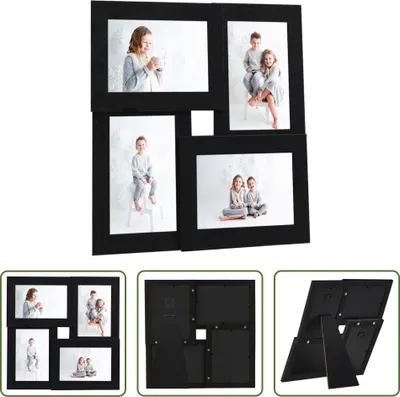 Obrázok produktu pre The Living Store Kolážový rám na fotografie 4x(10x15 cm) čierny MDF