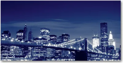 Produktbild von Tulup® Glas-Bild - 100x50 -Wandkunst - Wandbild hinter gehärtetem Sicherheitsglas  - Sehenswürdigkeiten & Architektur - New York bei Nacht - Blau