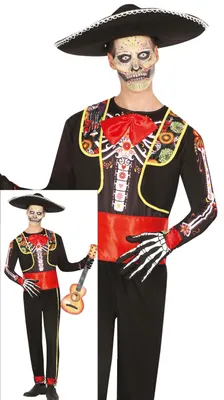 Immagine prodotto di Costume da scheletro Guirca Mariachi per uomo M M
