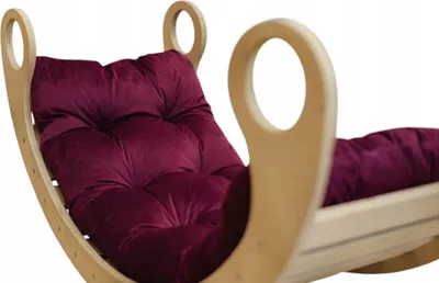 Produktbild von Dekokissen für Kinderwippe Velour Pflaumenfarbe 105 x 40 x 8 cm, Ein Kissen für eine Schaukel Montessori, Liegestuhlkissen