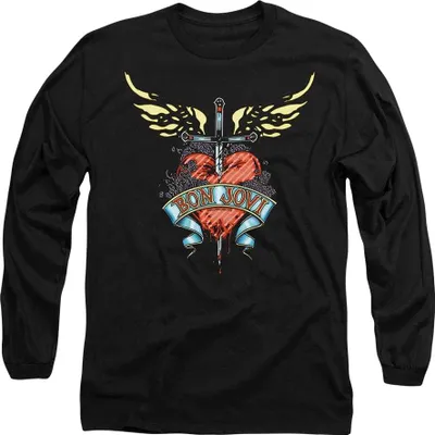 Image de Bon Jovi - T-shirt Homme/Femme Unie, Manches Longues TV22753 (S) (Noir)