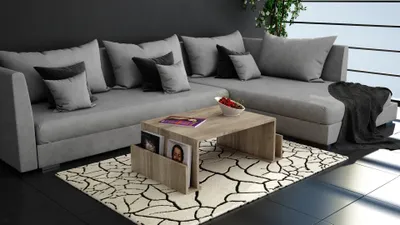 Zdjęcie produktu dla Skye Decor, wysokiej jakości stolik kawowy, orzech, 95 x 36,8 x 60 cm | 100% płyta wiórowa pokryta melaminą, grubość 18 mm | Nowoczesny, elegancki stolik z licznymi półkami.