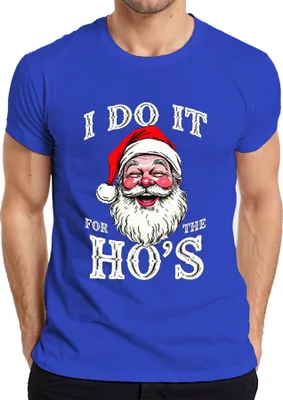 Produktbild von I DO IT FOR THE HO'S Weihnachtsmann Humor lustig Weihnachten Herren T-Shirt, Blau, XL