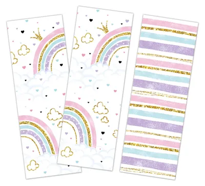 Productafbeelding van 12 Lesezeichen met meisjes en regenbogen voor kinderfeestjes