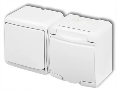Image de Karlik WGHH-1P Interrupteur Double Prise de Courant IP54 Blanc