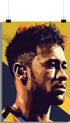 Produktbild von Neymar Poster - Pop Art Poster - Fußball Poster - 61x91cm - Perfekt zum Einrahmen