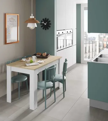 Produktbild von Küchentisch >Cloe< in Artik-Weiß/Kanada-Eiche - 109x78x67 (BxHxT)