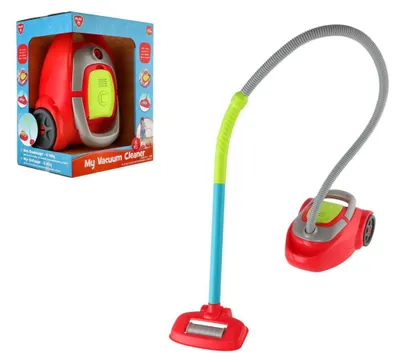 Immagine prodotto di Aspirapolvere giocattolo in plastica 18x25 cm a batterie con suoni, nella confezione 29x17x23 cm (dai 24 mesi in su)