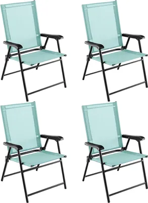 Produktbild von KOMFOTTEU Klappstühle, Balkonstühle tragbar, Gartenstühle mit Rückenlehne, Terrassenstühle wetterfest, Campingstühle klappbar für Garten, Balkon, Terrasse (Minzgrün x 4)