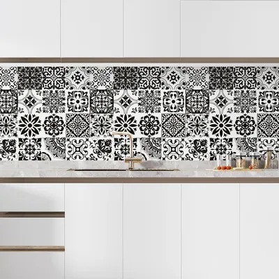Produktbild von Klebefolie für Küchenrückwand – Lumaléa – Zementfliesen-Optik – Klebefolie + GLANZ-Schutz – 60 x 60 cm