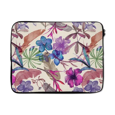 Produktbild von MuchoWow® Laptop Hülle 15 Zoll Blumen - Regenbogen - Dschungel - Muster - Vintage Laptoptasche - Laptoptasche - Sleeve - Rundum-Schutz