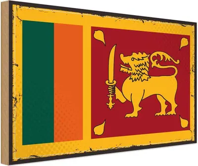 Produktbild von vianmo Holzschild 20x30 cm Sri Lankas Lanka Flagge Fahne Wappen