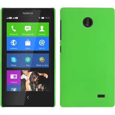 Produktbild von PhoneNatic Case kompatibel mit  Nokia X / X+ - Hülle grün gummiert Hard-case + 2 Schutzfolien