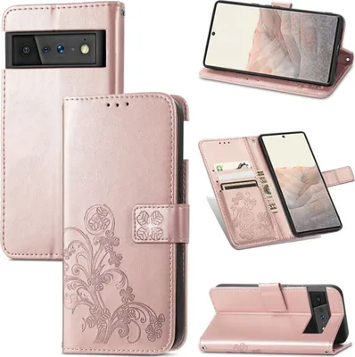 Produktbild von König Design Hülle kompatibel mit Google Pixel 6 Kunstleder Handyhülle - Handy Case Rose Gold