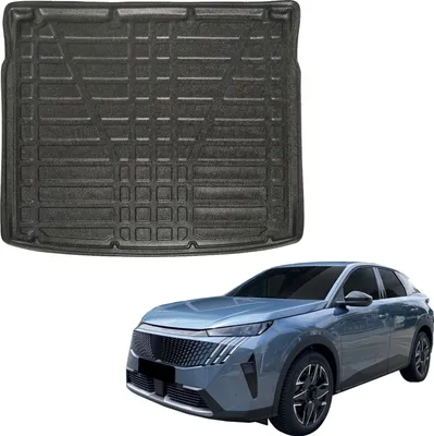Image de Tapis De Coffre Sur Mesure Pour Peugeot 3008 Depuis 2024 Crossover, Noir, Antidérapant, Bord Haut, Toutes Saisons