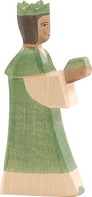 Ostheimer König Figur Grün handgemalt auch für Weihnachtskrippe