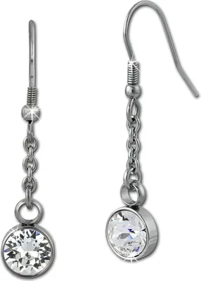 Produktbild von Amello Edelstahl Ohrringe Ohrhänger rund glitzernde Zirkonias weiß ESOS06W