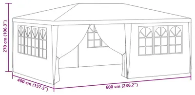 Obrázok produktu pre vidaXL Profesionálny párty stan s bočnými stenami 4 × 6 m biely 90 g/m²