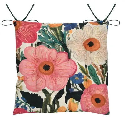 Produktbild von STOF | Stuhlkissen - Sitzkissen - 38 x 38 cm - mehrfarbig - geblümt - Dekokissen - mit Baumwollenzusatz