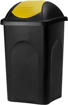 Image de Poubelle de cuisine - Conteneur à déchets - Tri des déchets - Couvercle rabattable - 60 litres - Noir