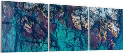 Produktbild von DEQORI Glasbild Echtglas 3x50x50 cm 'Küstenfarbenspiel' Wandbilder XXL groß