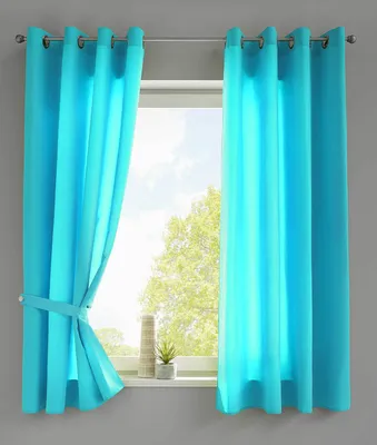 Produktbild von 2er Set Vorhänge Schal Ösen »Berlin« HxB 145x140 cm Türkis Blickdicht Microsatin Lichtdurchlässig Uni Matt 20405N2