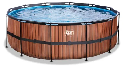 Produktbild von EXIT Wood Rahmenpool ø427, Aufstellpool, mit Filterpumpe, Rund, Braun