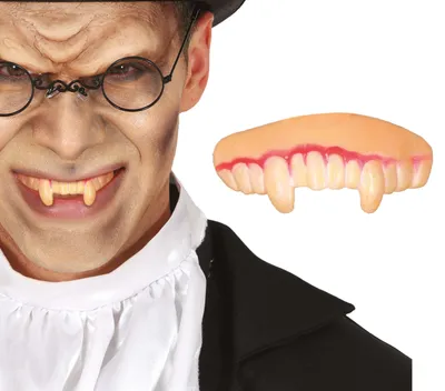 Productafbeelding van Vampiertanden, Halloween kostuumaccessoire, bloedzuiger, nacht, kleur: wit