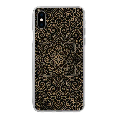 Produktbild von MuchoWow® Handyhülle Schutzhülle Hülle für iPhone Xs Goldenes Muster auf schwarzem Hintergrund Silikon Softcase Handy Hülle - Handytasche