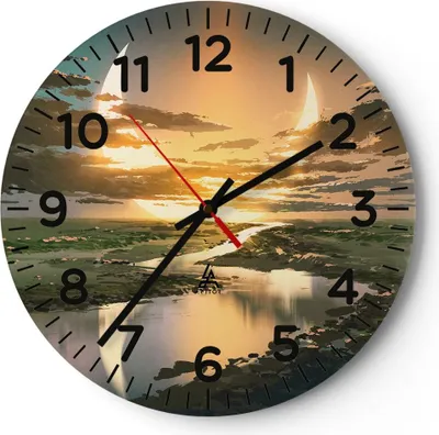 Produktbild von Wanduhr - Rund - Glasuhr - natur natur - 40x40cm - Schleichendes Uhrwerk - Lautlos - zum Aufhängen bereit - Dekoration Modern - Wanddekoration aus Glas - C4AR40x40-4042