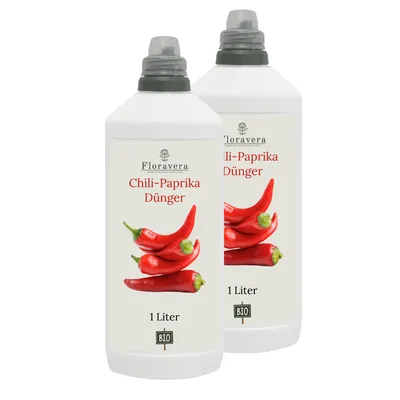 Produktbild von Floravera Premium Chili-Paprika Flüssigdünger 2 x 1 Liter Dünger Paprikadünger Chilidünger