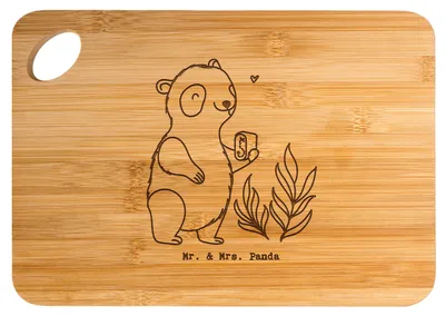 Produktbild von Mr. & Mrs. Panda holzschneidebrett Panda Geocaching - Transparent - Geschenk, Holzbrettchen, Schatzsuchen, Brett, Frühstücksbrett, Holzbrett, Opencaching, schneidbrett
