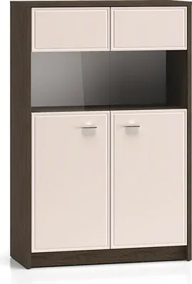 Produktbild von Geschirrschrank Kaius mit 2 Türen, Kaschmir und Dunkles Holzoptik, 140.5cm