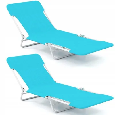 Obrázok produktu pre Sada 2 skladacích plážových ležadiel s nastaviteľným operadlom NP12548NY-2, nosnosť 150 kg, modrá – A