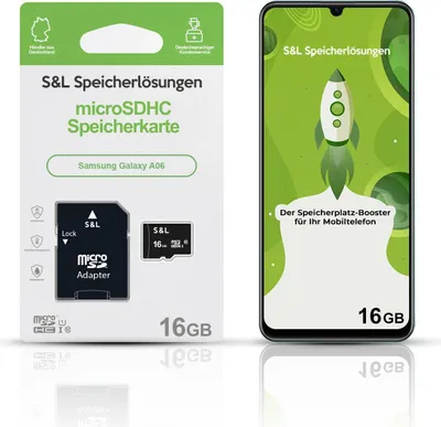 Produktbild von microSD Speicherkarte S&L für Samsung Galaxy A06 - Speicherkapazität: 16 GB