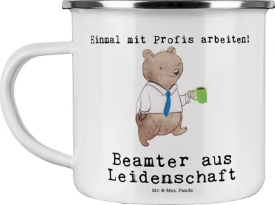 Produktbild von Mr. & Mrs. Panda becher emaille Beamter Leidenschaft - Weiß - Geschenk, Blechtasse, Öffentlicher Dienst, Haferl, Pott, Beamtentum, Studium, Tasse, Teetasse