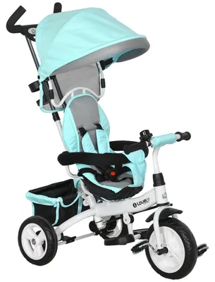 Produktbild von 6-in-1 Kinderdreirad mit Verdeck, 5-Punkt-Sicherheitsgurt, Staufach, Fu?stš¹tzen und Bremse, fš¹r Kinder von 1šC5 Jahren, grš¹n