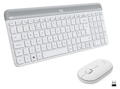 Produktbild von Logitech Slim Wireless Combo MK470 - Tastatur-und-Maus-Set - kabellos - 2.4 GHz - Französisch - Off-White