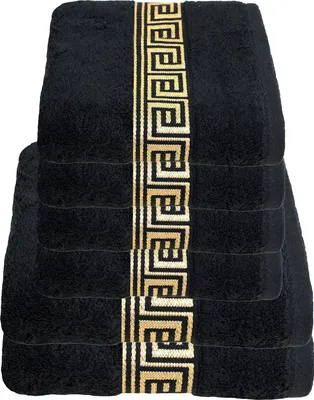 Produktbild von Julie Julsen Handtuch Sets 600g/m² SCHWARZ-GOLD,6 tlg. 2 Bade- 4 Handtücher