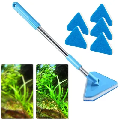 Produktbild von Fischtank Reinigungsbürste – 55–95 cm – 5 Bürstenköpfe – Verstellbare Aquarienbürste – Algenentferner – für Aquarienscheiben und Glasbecken