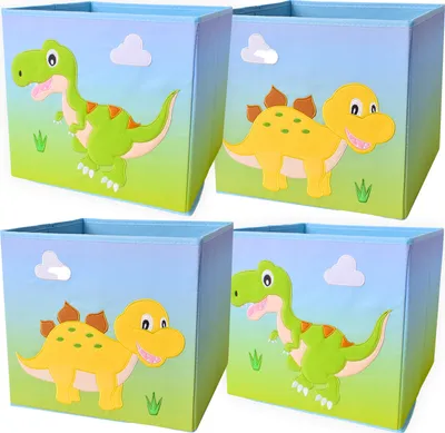Produktbild von 4 Stück Faltbox Dino Motiv Aufbewahrungsbox Kinder Regal Spielzeugkiste 28x28