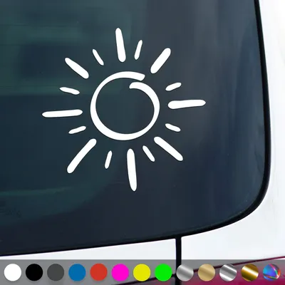 Produktbild von PantherPixel Sonne Aufkleber Sonnenschein Strand Meer Camping Sticker Auto Geschenkidee Farbe Weiss