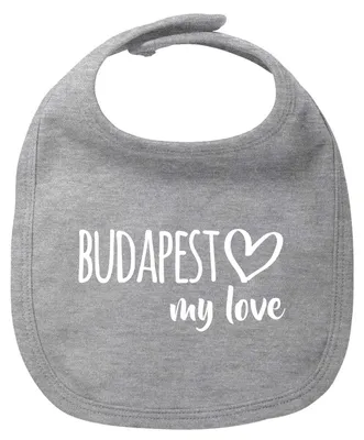 Produktbild von Huuraa Baby Lätzchen Budapest my love Heather Grey Klettverschluss  Baumwolle Latz Geschenkidee