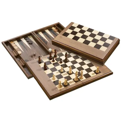 Produktbild von Philos 2525 - Schach-Backgammon-Dame-Set, Magnetverschluss, Feld 50 mm, Königshöhe 90 mm, Brettspiel aus Holz