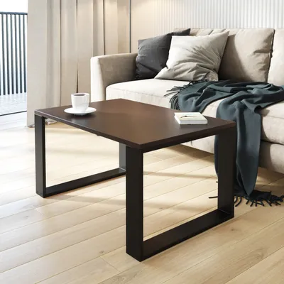 Image de AKKE Table basse wengé avec pieds noirs LxlxH : 70x50x45 cm