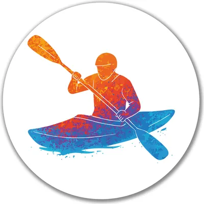 Produktbild von Huuraa Aufkleber Canoeing Kajakfahren bunte Silhouette 10cm rund Sticker Geschenkidee