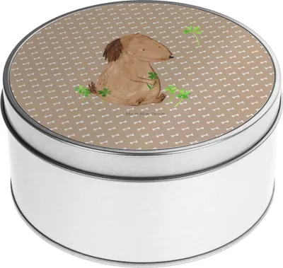 Produktbild von Mr. & Mrs. Panda Dose Hund Kleeblatt - Hundeglück - Geschenk, Glücksbringer, Glück, Kaffeedose, Vorratsbehälter, Vorratsdosen, keksdosen, Viel, plätzchendosen, Keksdose