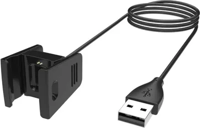 Produktbild von Case2go - Ladegerät geeignet für Fitbit Charge 2 - USB-Kabel - 1 Meter - TPE - Schwarz